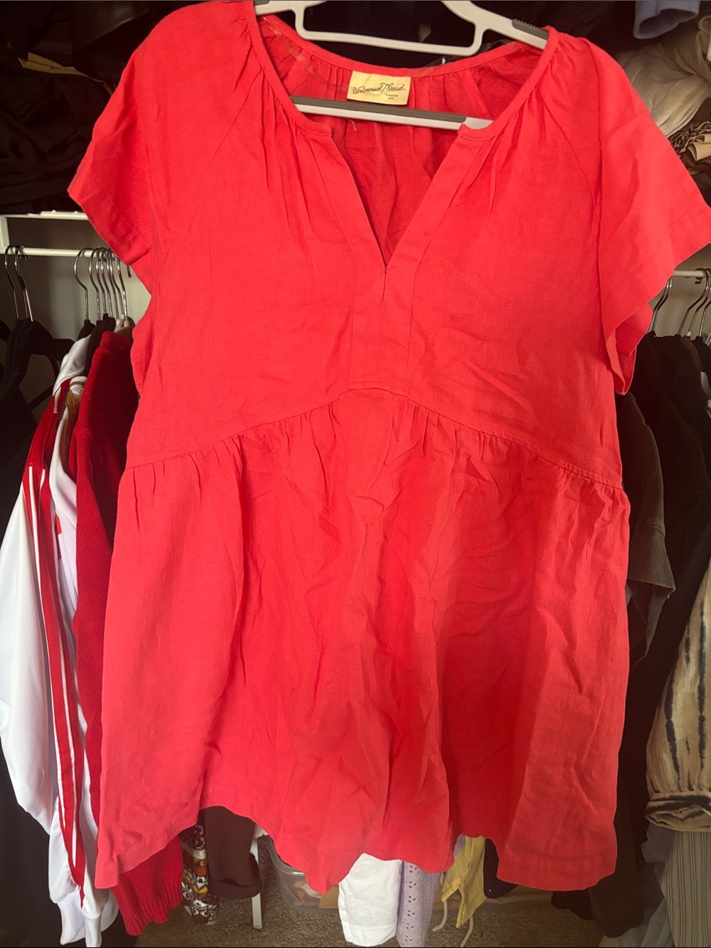 Women’s coral V neck mini dress